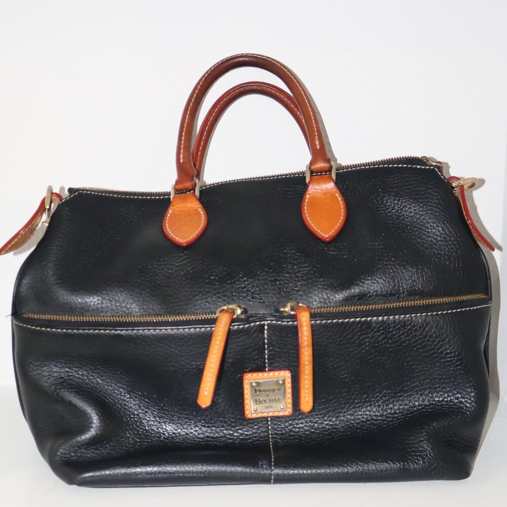 Dooney & Bourke Dillen Black Pebbled Leather Satchel Top Handle Shoulder Bag - Picture 1 of 16